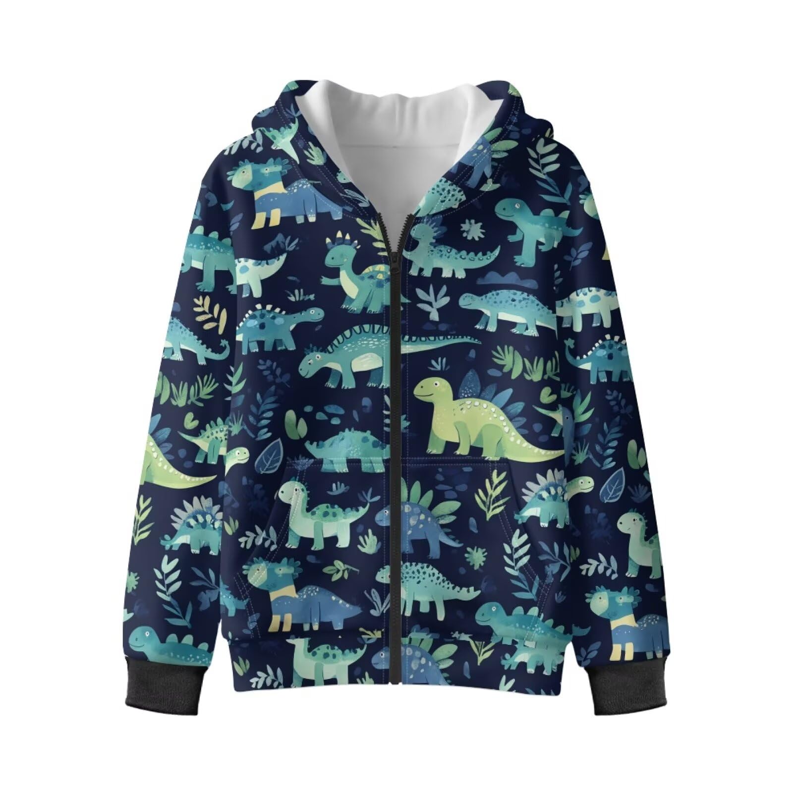 Kinder Kapuzenpullover mit durchgehendem Reißverschluss für Mädchen und Jungen, Größe 6–16