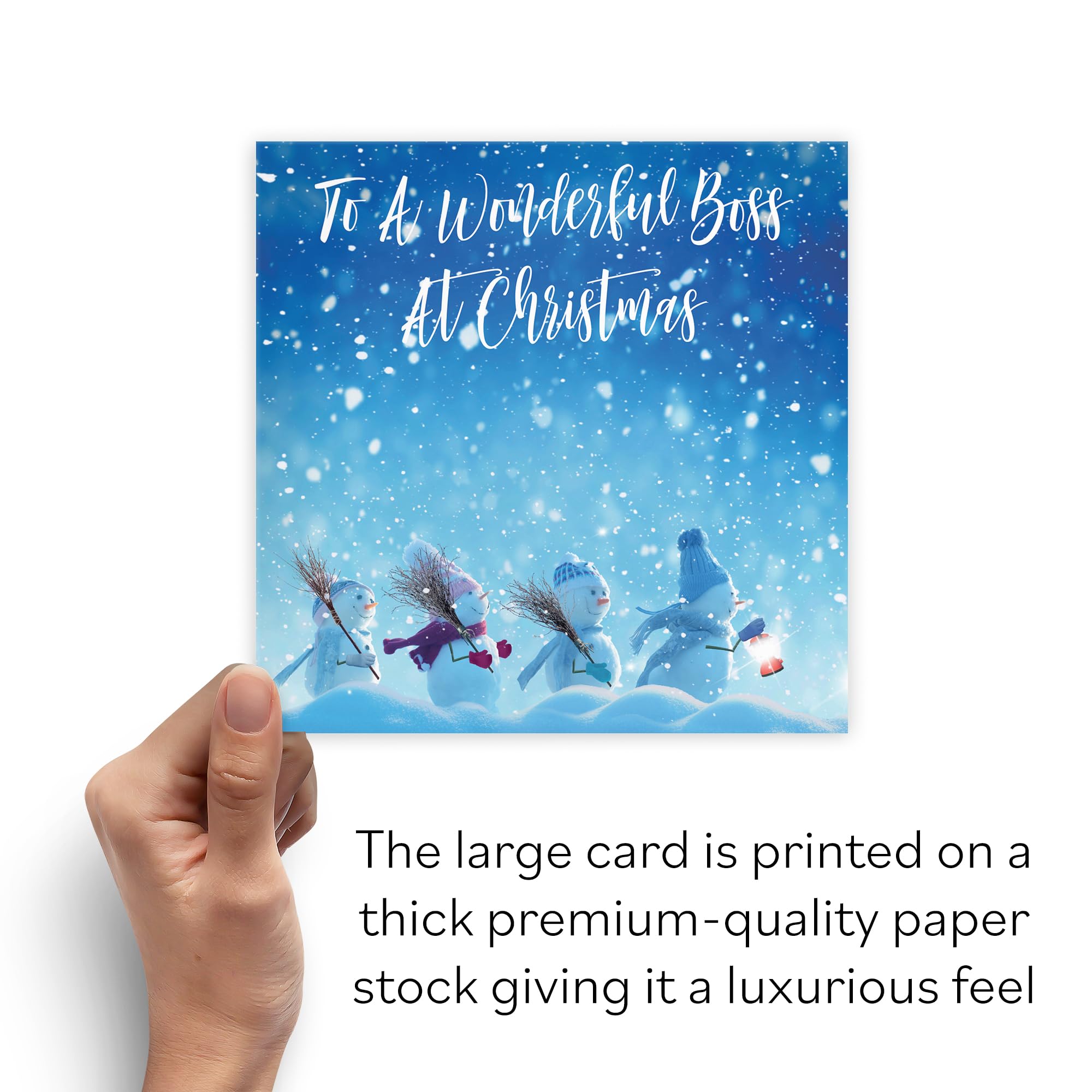 Hunts England - Large Boss Christmas Card - To A Wonderful Boss At Christmas - Snow People Collection - Large - 210 x 210 mm - Fun Card - Image 3