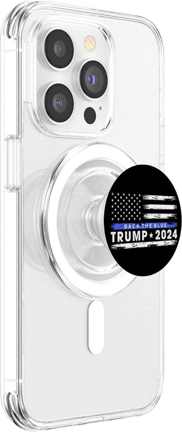 Pro Trump 2024 Back The Blue Thin Blue Line American Flag PopSockets MagSafe PopGrip for iPhone