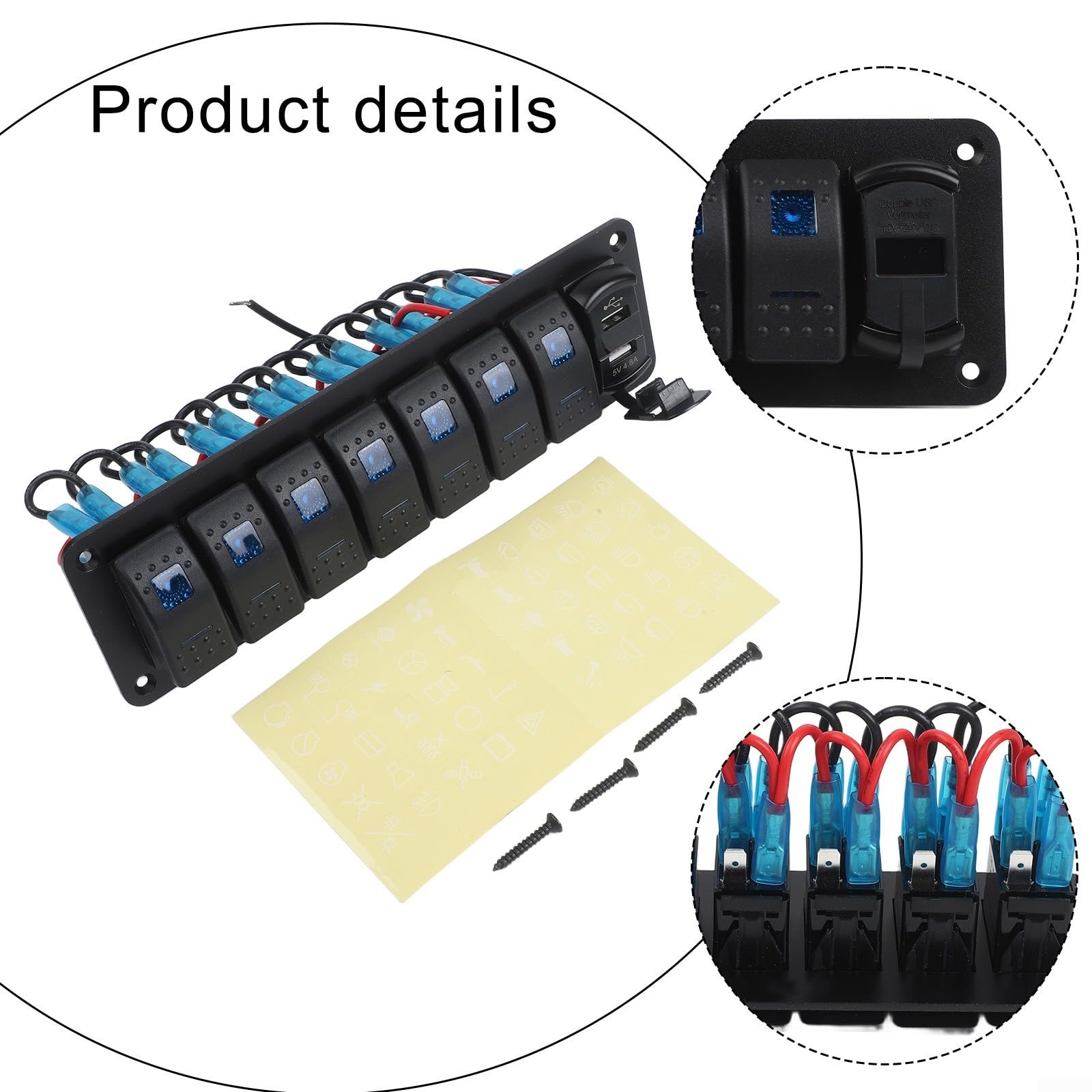 Pannello Interruttori 5 6 8 Gang LED Auto Barca 12V 24V(8 Gang)