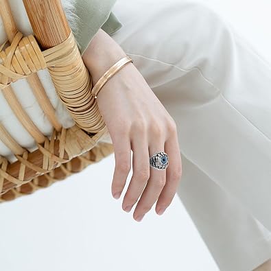 Outanaya Evil Eye Ring 2Pcs Copper Gothic Biker Men Jewelry