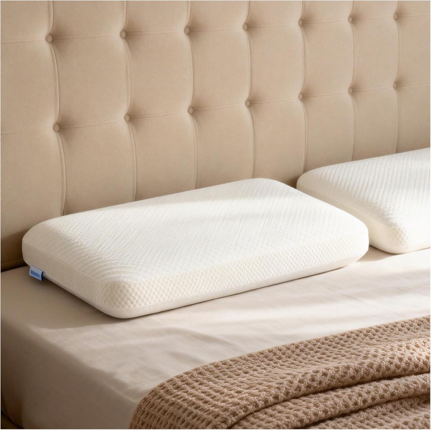 Double-Side Memory Foam Pillow,4'' Cervical Neck Pillow for Side Sleeper,Medium Firm & Soft Two-Sided Ergonomic Pillow for Back Stomach Sleeper with Removable Cover White&Gray