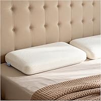 Vista 8 de Almohada de espuma viscoelástica de doble cara, almohada cervical de cuello de 4 pulgadas para dormir de lado, firmeza media y suave, almohada Blanco