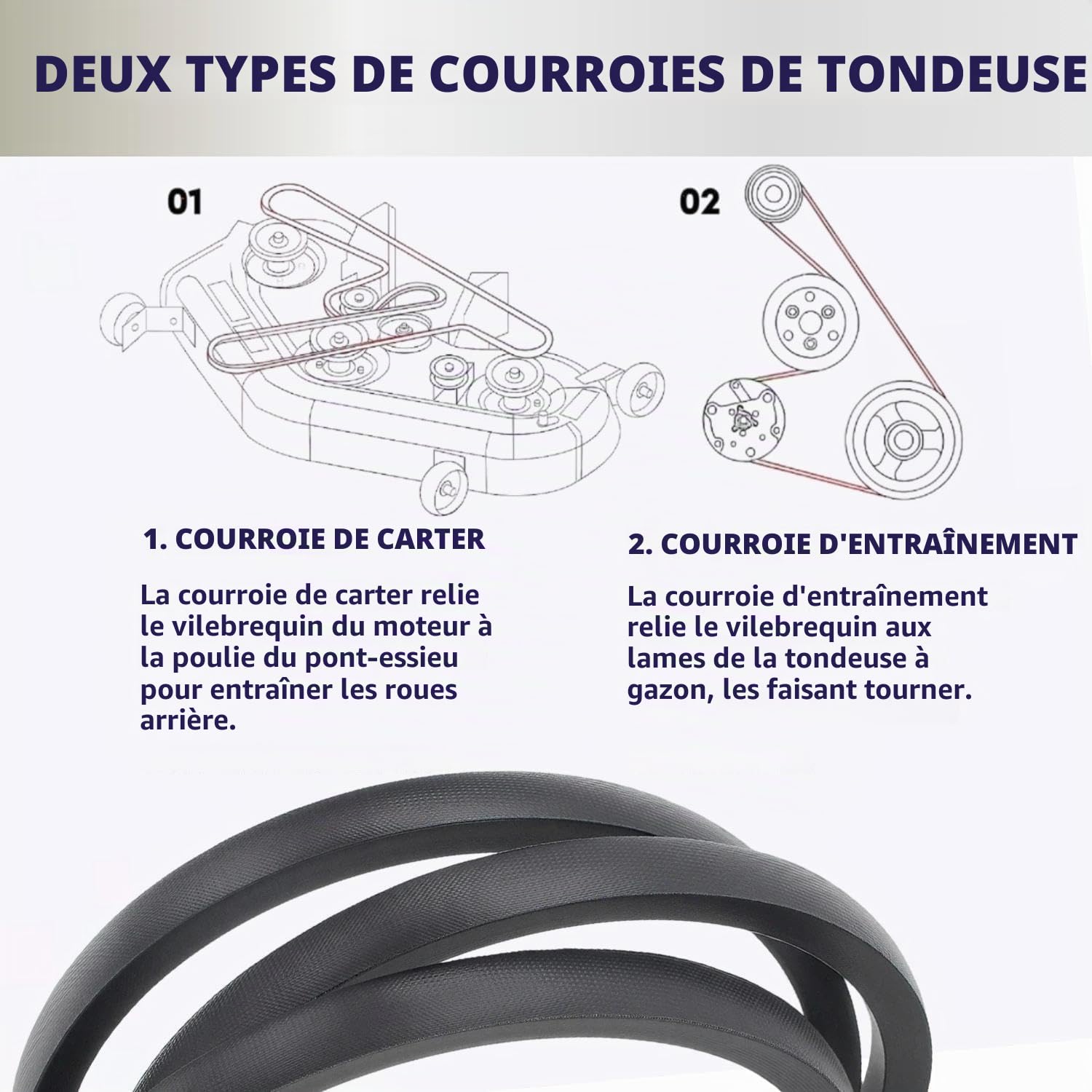Courroie de transmission compatible avec John Deere LT150 LT160 LT170 LT180 LT190 X300 X304 X310 X320 X324 X330 X340 X350 X354 X360 M144044