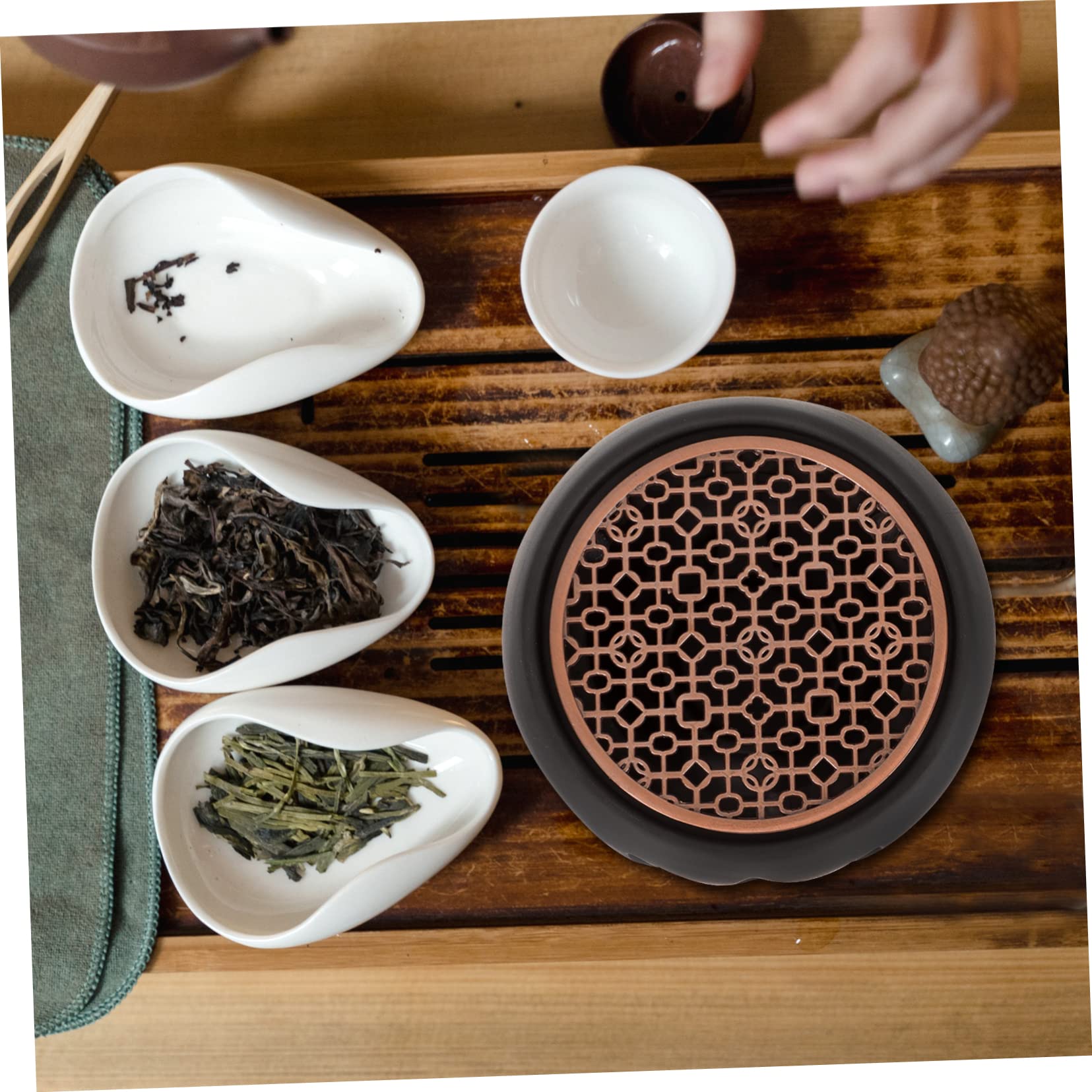 FELTECHELECTR Japanese Style Teapot Warmer Set Ceramic Tea Heating Stove Tea Pot Heater Base for Candle Light