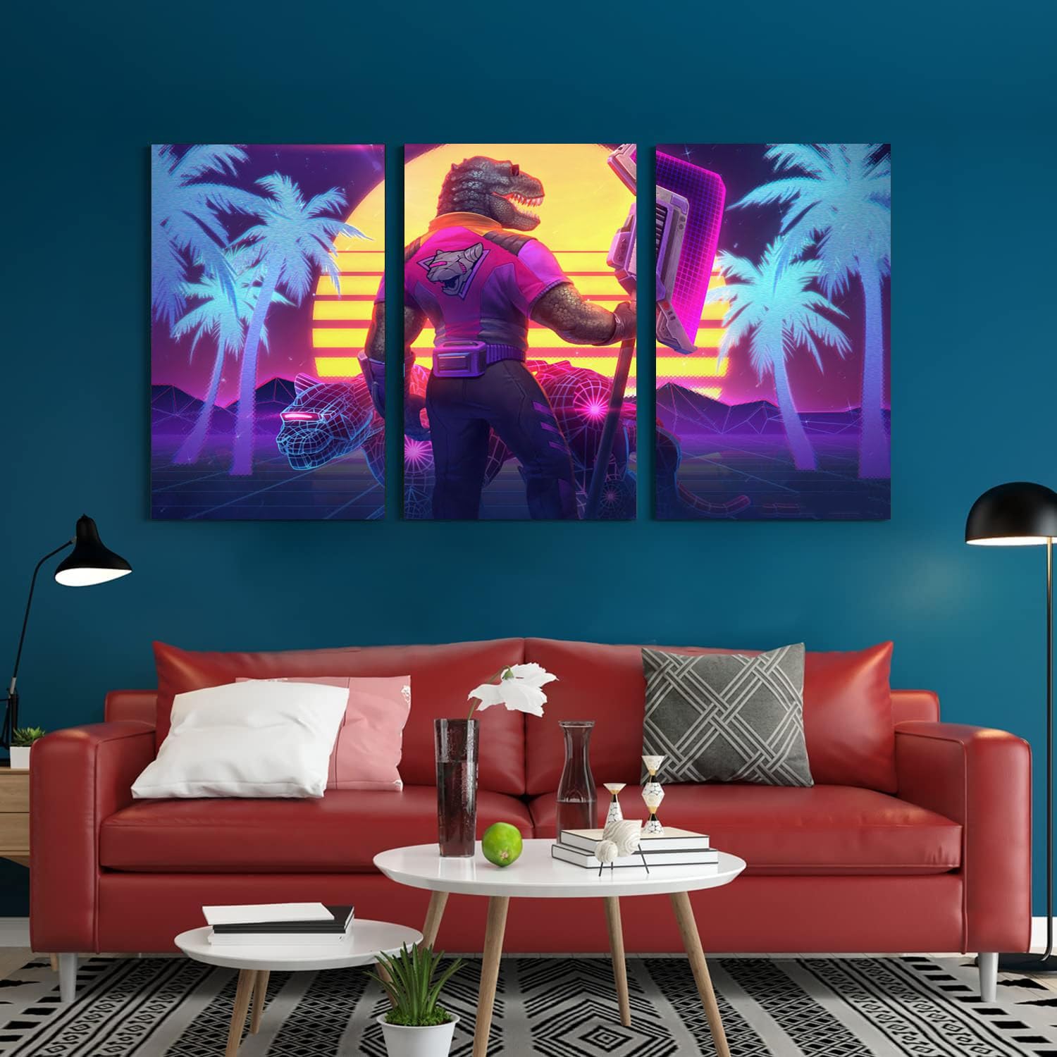 GADGETS WRAP Canvas Gallery Wrap Framed for Home Office Studio Living Room Decoration (3Part, 14x27inch Each) - Smite Battleground Of The Gods