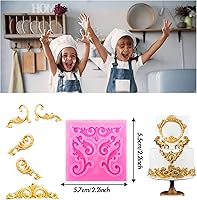 Vista 6 de Moldes de silicona estilo barroco, moldes de encaje de volutas y encaje para fondant, molde de flor en relieve vintage, molde de filigrana 3D