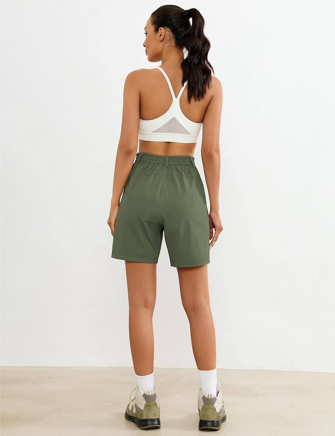 luvamia Hiking Shorts for Women Cargo Lightweight Water Resistant Elastic Waist Golf Casual Summer 7 Inch Inseam Shorts - Image 3