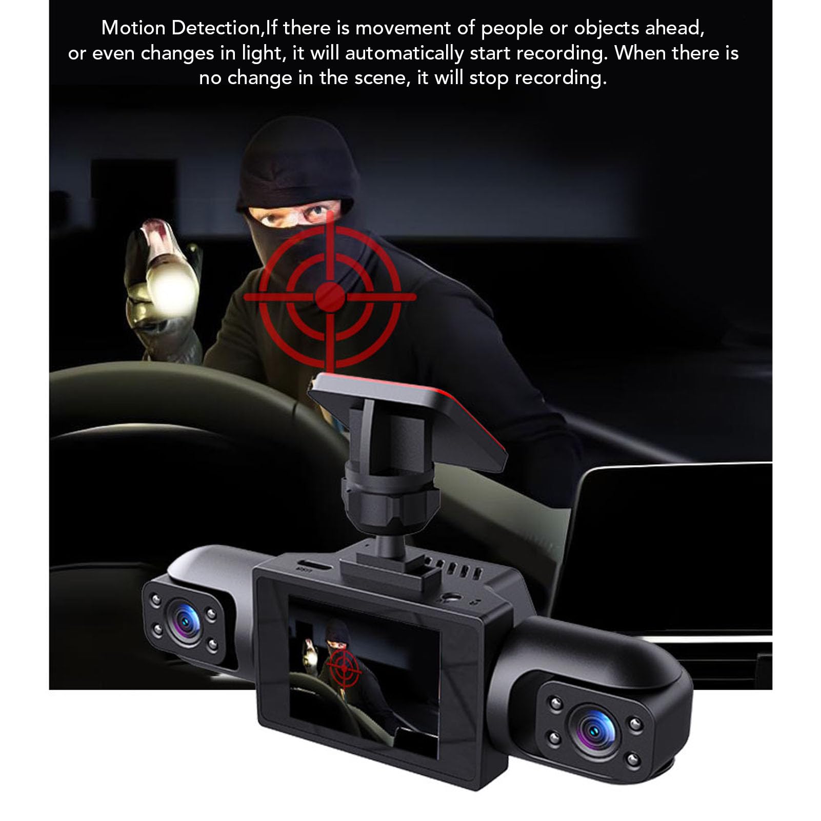 Luocute Caméra de Tableau de Bord à 4 Canaux, Caméra Avant Arrière Gauche Droite 1080P, Vue à 360 Degrés, écran de 2,0 Pouces pour Voitures, Camions, SUV, avec Enregistrement en Boucle