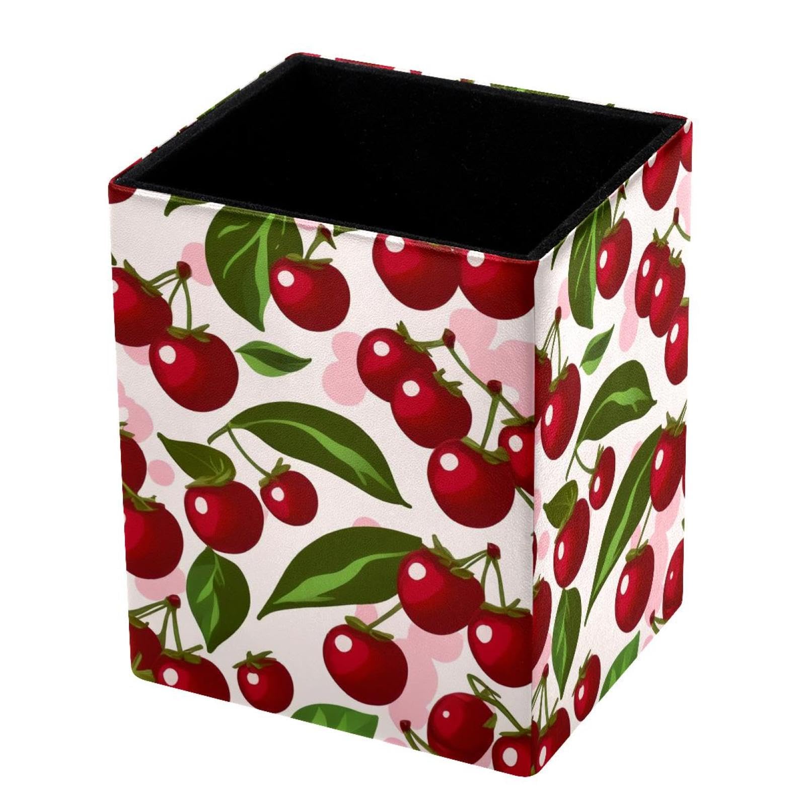 VAPOKF Pencil Holders for Desk, Fruit Cherry Printed Pen Holders Pen Pot Makeup Brushes Storage Desktop Stationery Supplies Organiser for Home Office