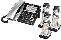 Vista 14 de AT&T CL84307 Dect 6.0 Teléfono expandible con cable/inalámbrico con bloqueador inteligente de llamadas, plateado/negro con 3 teléfonos