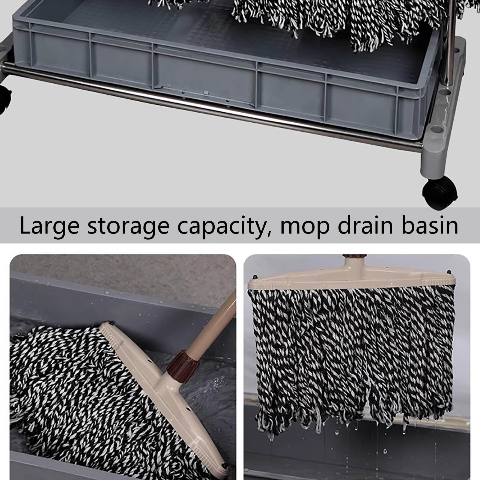 Mobiles Mopp- und Besen-Aufbewahrungsregal, Edelstahl-Mopp- und Besenständer, Mopp-Abtropffläche, Mopp-Rack mit 5 und 10