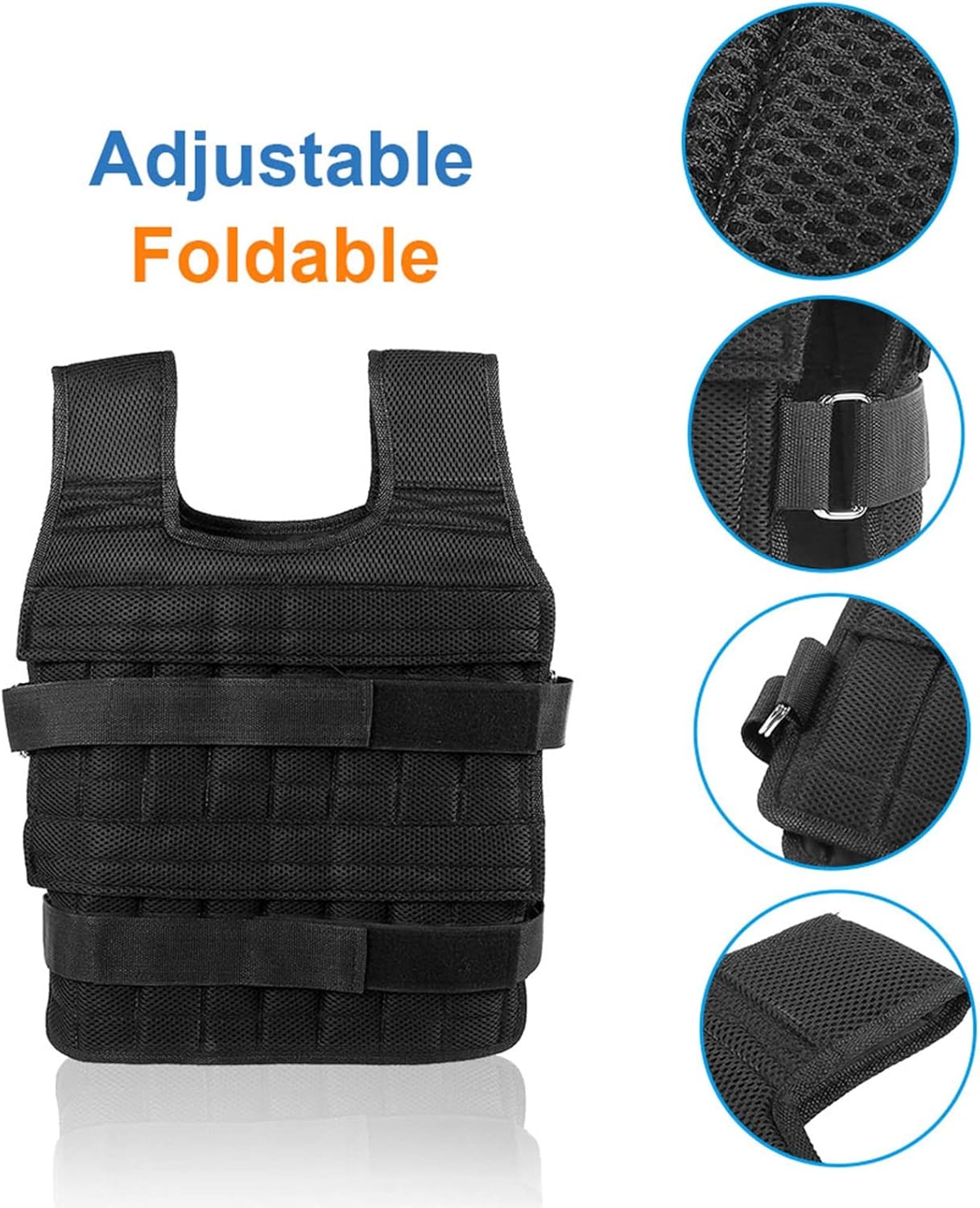 Adjustable Weighted Vest, 33lbs Weighted Workout Vest for Men and Women Adjustable Body Weight Vest with Shoulder Pad Strength Training Workout Vest for Running Pushups Squats