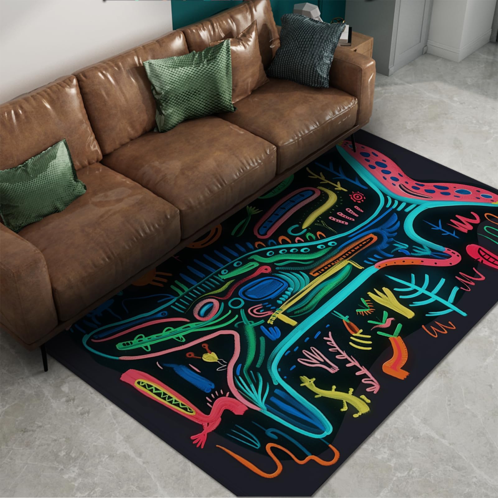 Tapis enfants lavable et antidérapant avec motif crocodile