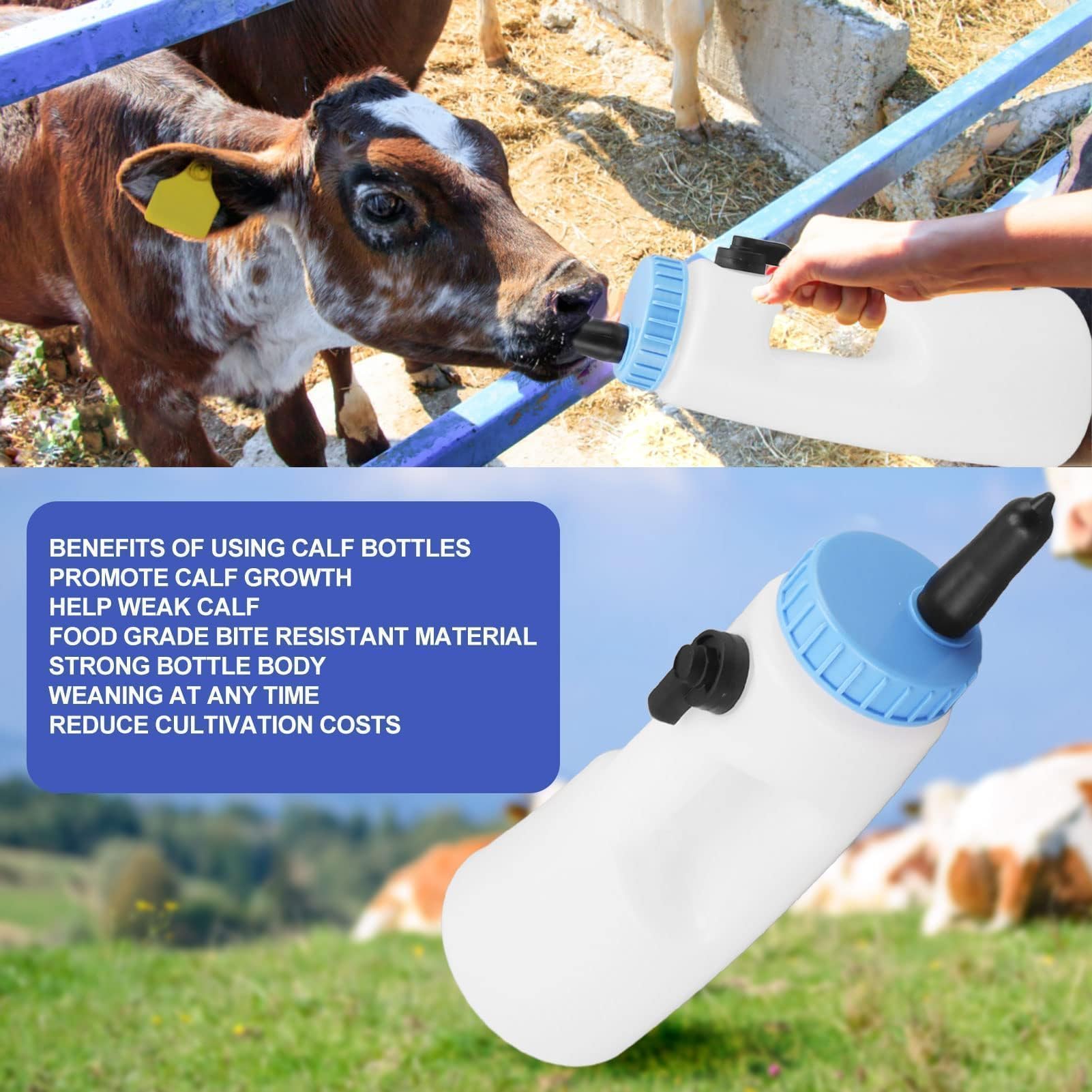Biberon pour Veau, biberon Chaton, biberon de Lait d'agneau de 2,5 L biberon d'allaitement pour Veau biberon d'allaitement pour Veau biberon d'allaitement Vertical avec poignée pour agneaux