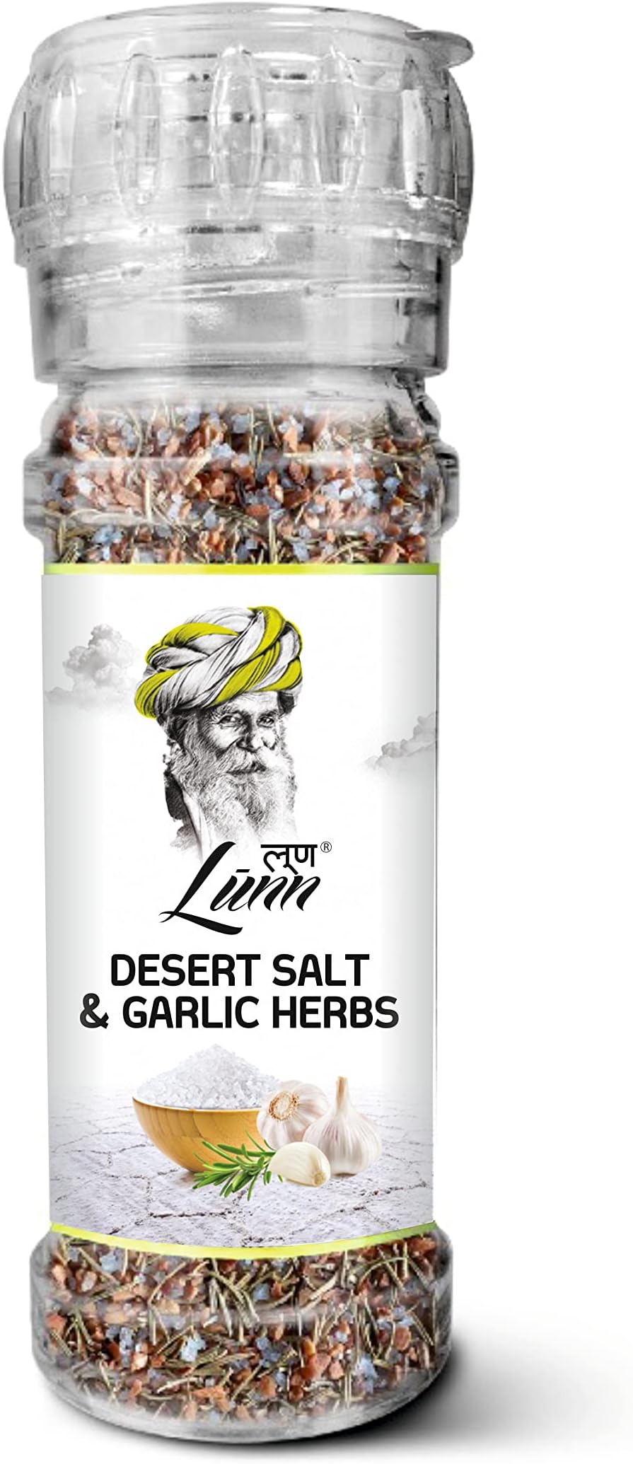 LUNN Desert Salt with Garlic Herbs | 70 GMS | Pack of 1 ( Grinder)