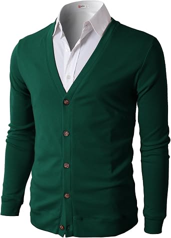 H2H Mens Casual Slim Fit Cardigans V-Neck Basic Designed Long Sleeve Button Down