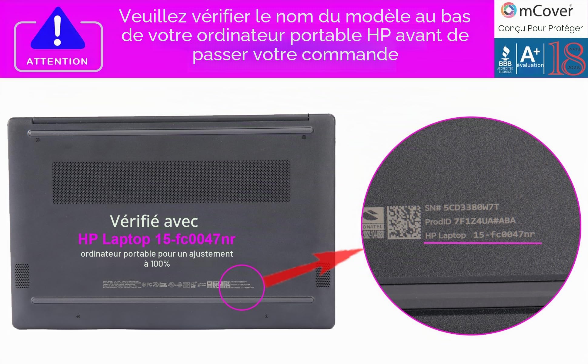 mCover Étui Compatible Uniquement avec Ordinateur Portable HP 15-FCxxxxx/15-FDxxxx/250 G10 Series Windows 2023-2024 (ne Convient Pas aux Autres modèles d'ordinateurs Portables HP) – Noir
