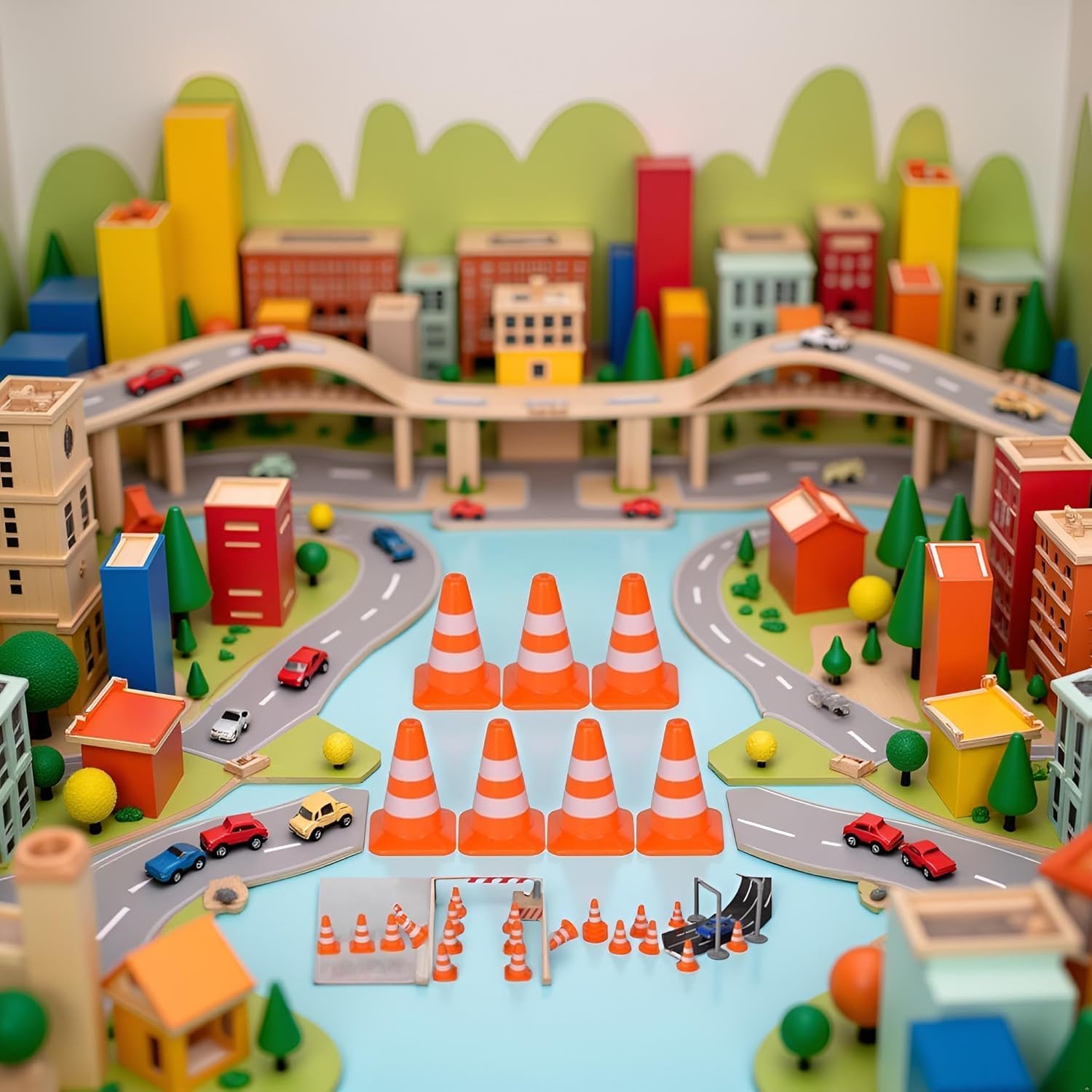 Zcccc 14Pcs Miniature Traffic Cones for Dollhouse Plastic Road Sign Educational Construction Model, Orange - Image 3