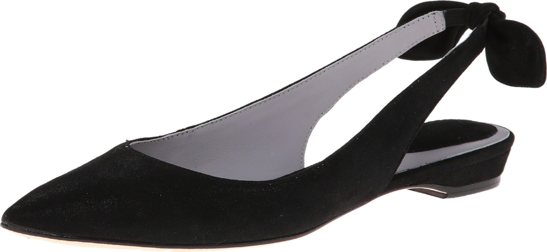 Johnston & Murphy Women's Tami Bow Sling Black Shimmer Suede Flat
