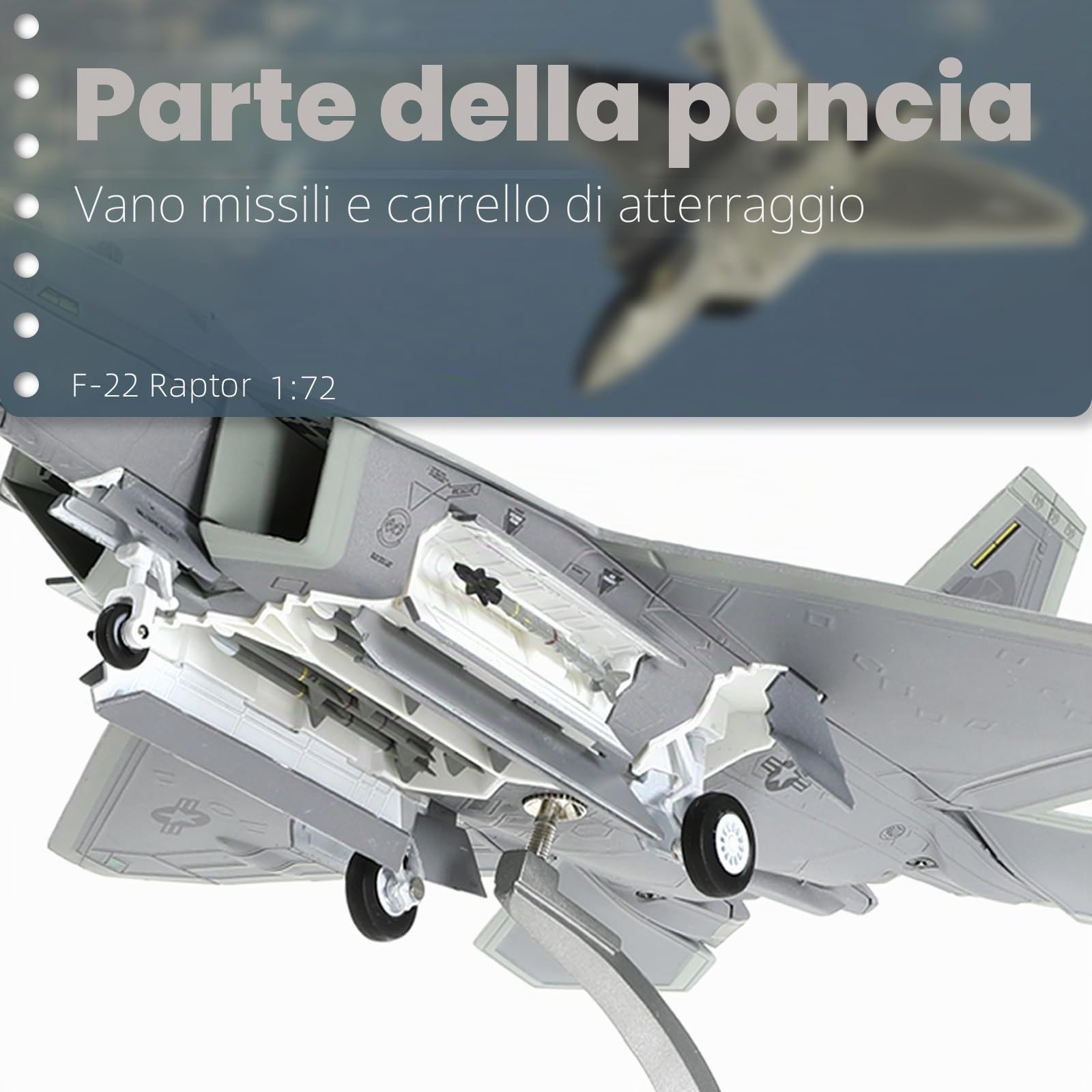 NUOTIE F 22 Raptor 1/72 Quinta generazione USAF Kit modello di aeroplano in metallo pressofuso con supporto per collezionisti appassionati di militari adulti o regali creativi (AK 093)