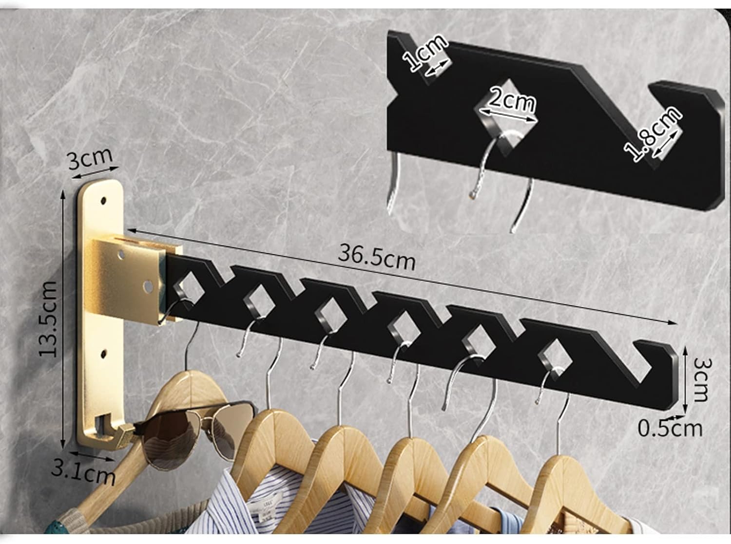 Folding Indoor Clothes Drying Rack - Wall Mounted, Space-Saving, Portable Clothes Airer for Caps, Face Masks, Socks, Towels - Efficient Clothes Horse for Quick Drying