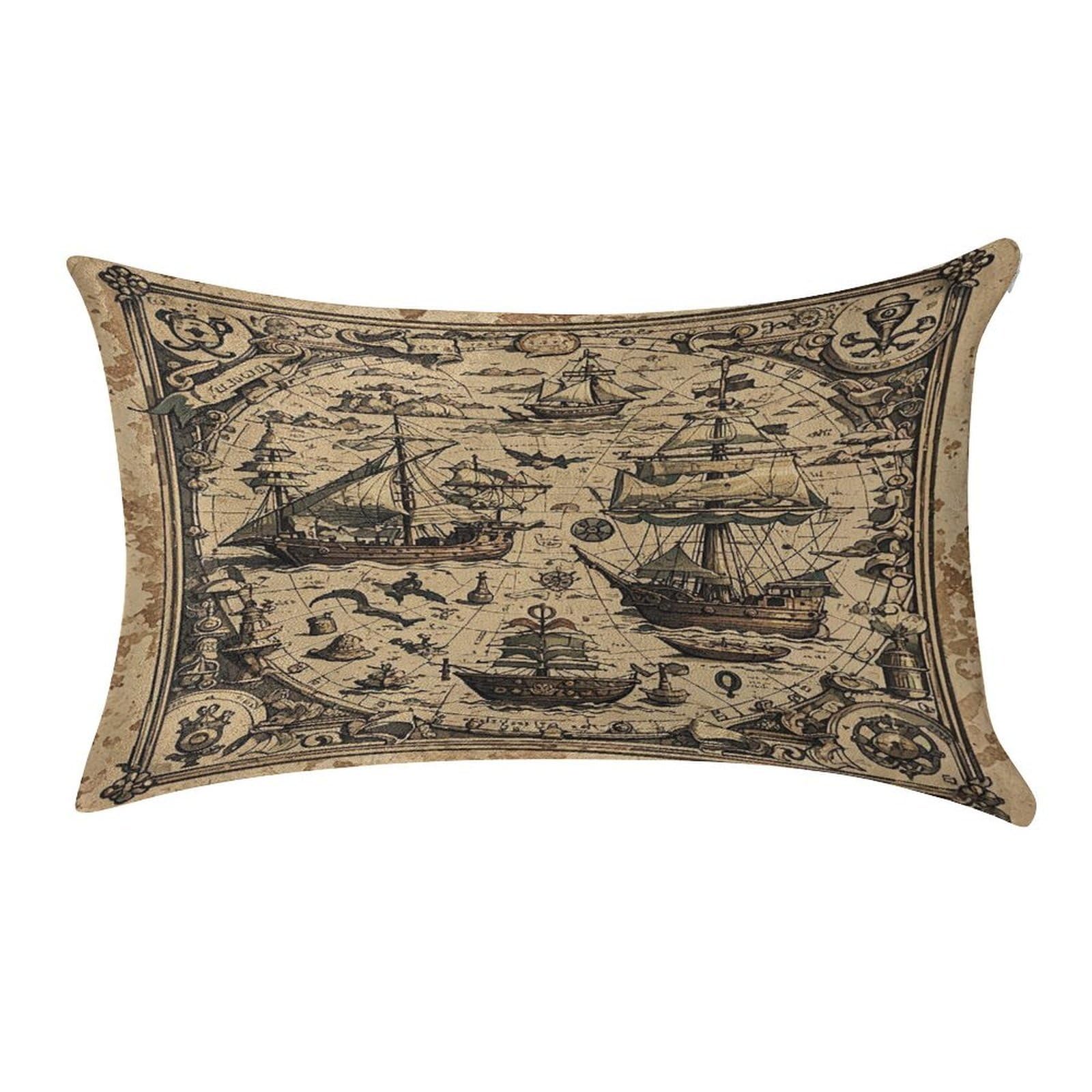 Fekiloot Style Treasure Map Maritime Pirate Pillow Covers Home Decor Pillow Cases