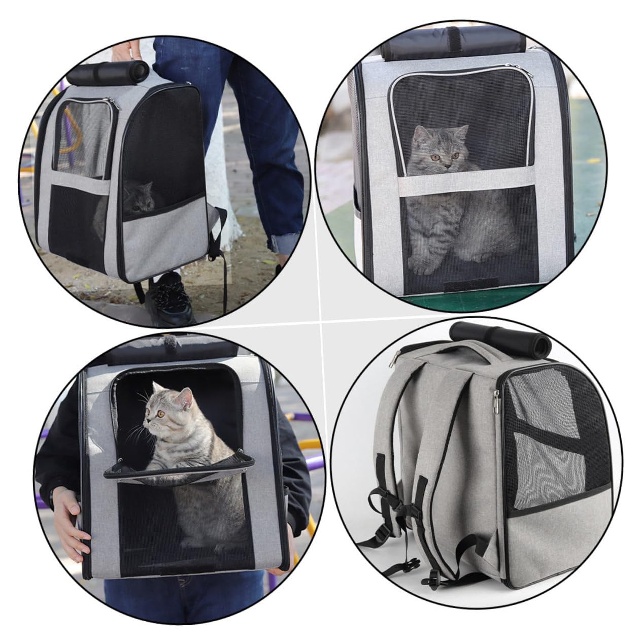 ERINGOGO Tragbarer Katzenrucksack aus Oxfordstoff mit Verstellbaren Schulterriemen und Komfortablem Griff Große Kapazität für Ausflüge und Picknick mit Haustieren