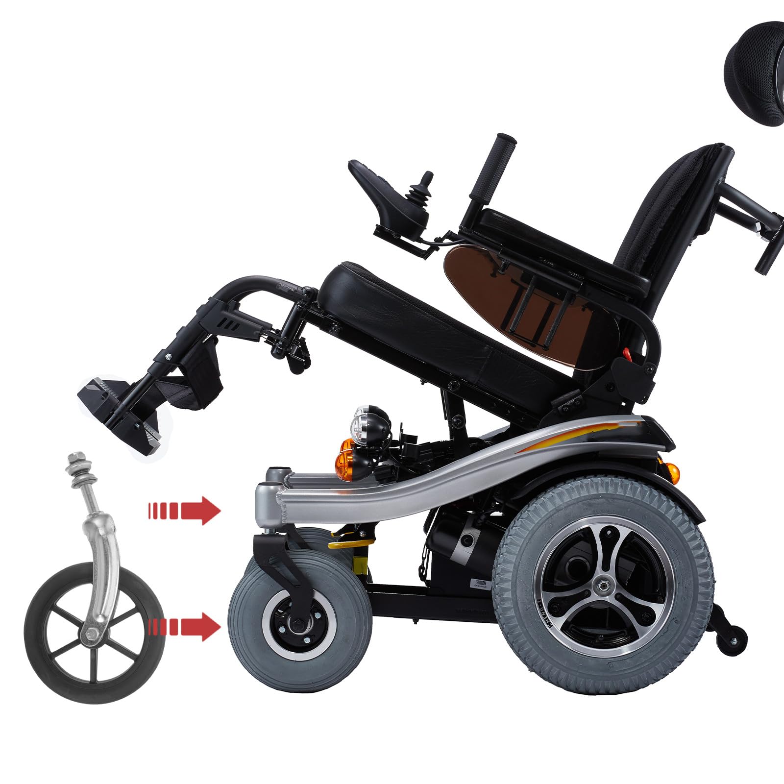 DOITOOL Ruedas Silla de Ruedas con Soporte de Horquilla y Rodamientos de Acero para Conducir Silla con Delanteras Accesorio Resistente y Duradero