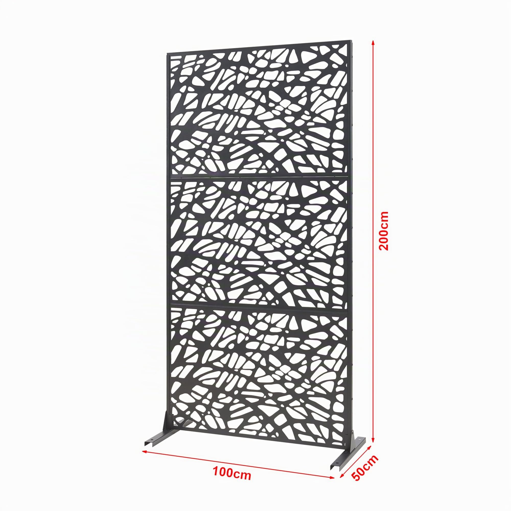 casa.pro Cloison de Séparation Intérieur Paravent Séparateur de Pièce Design Moderne pour Délimiter Différentes Espaces avec Motif Décoratif Salon Bureau Séjour Acier Galvanisé 200 x 100 x 50 cm Noir