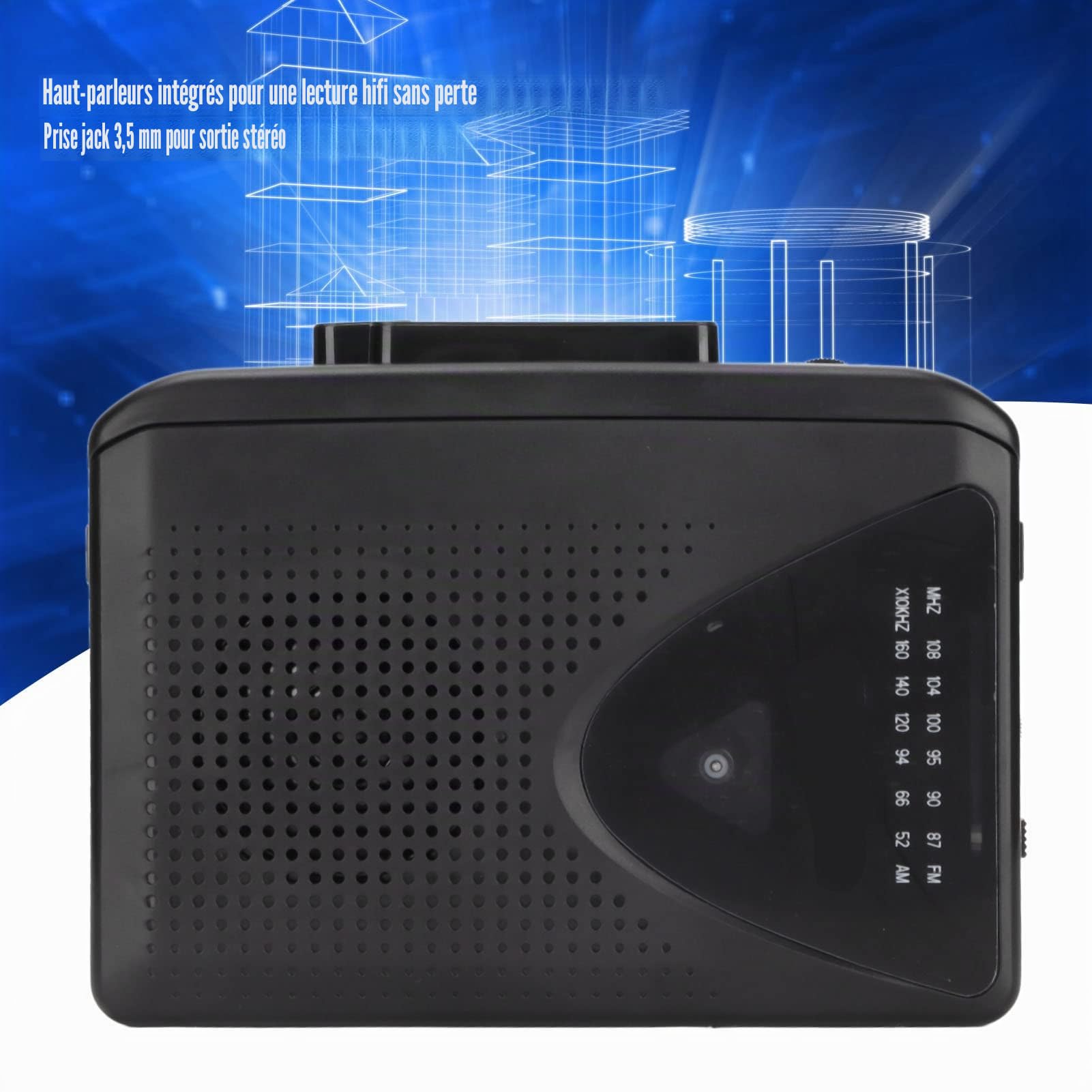 Lecteur de Cassettes Portable Style Classique, Enregistreur Audio Musique avec Convertisseur Numérique pour Conversion Analogique