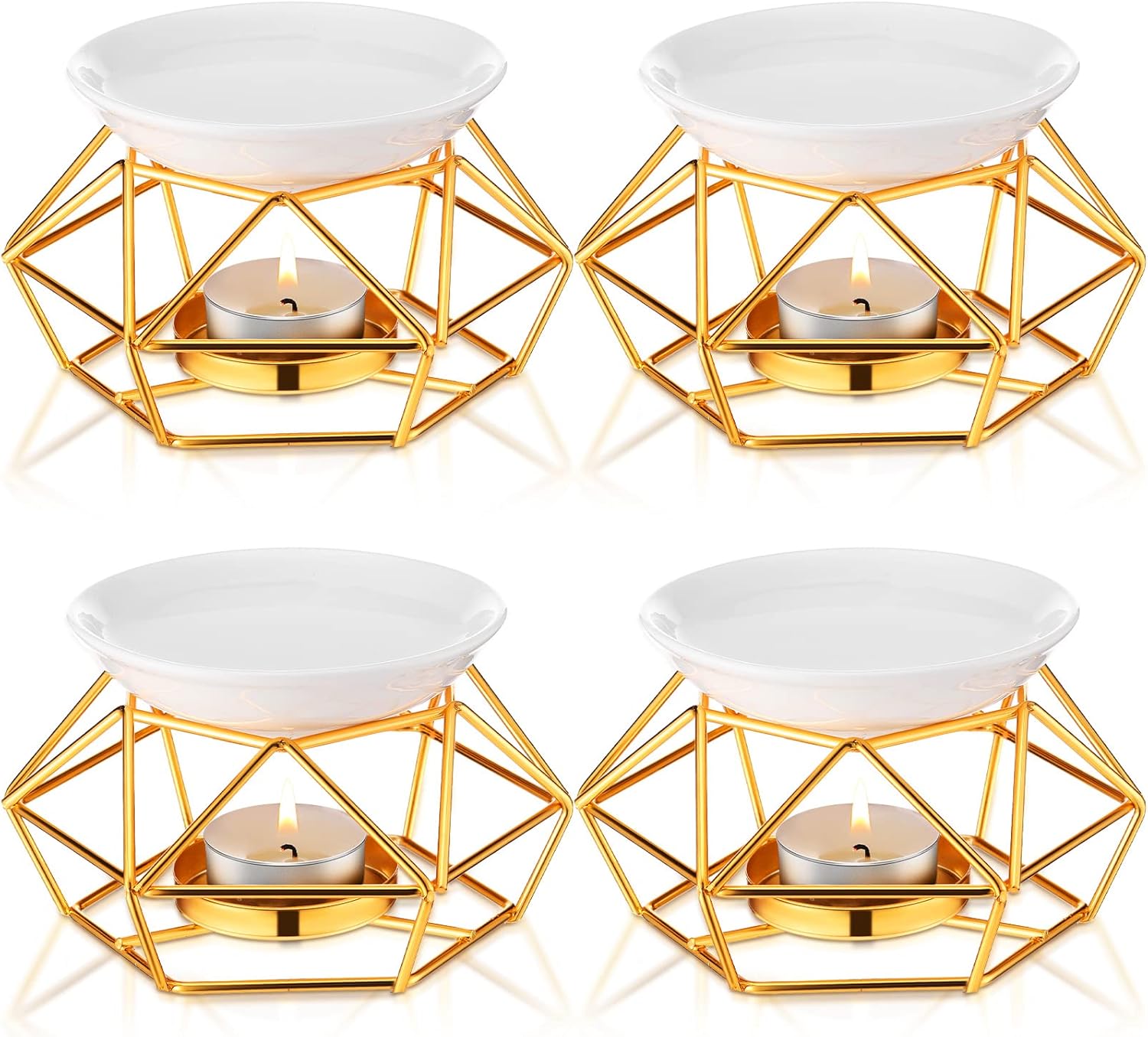 Mimorou 4 Pcs Romantic Essential Oil Burner Black Metal Wax