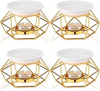 Mimorou 4-Pack Bird Nest Essential Oil Burners - Gold Iron Tealight Wax Warmers for Romantic Home & Wedding Decor