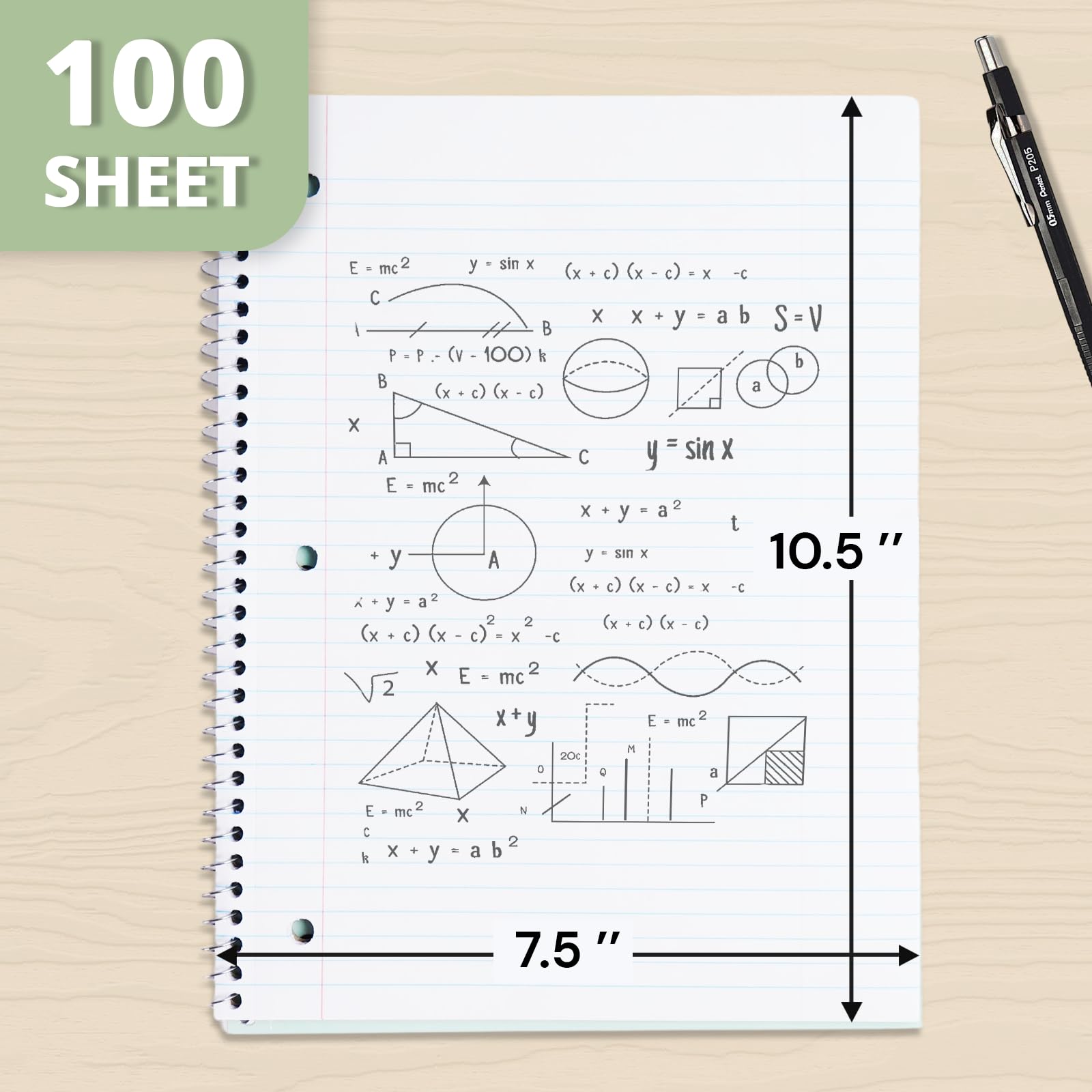 ONAVIA Confezione da 20 quaderni a spirale a tema singolo, a righe universitarie, 20,3 x 26,7 cm, 70 fogli ciascuno, combatte lo spurgo dell'inchiostro, quaderni sfusi per uso in classe, rosa