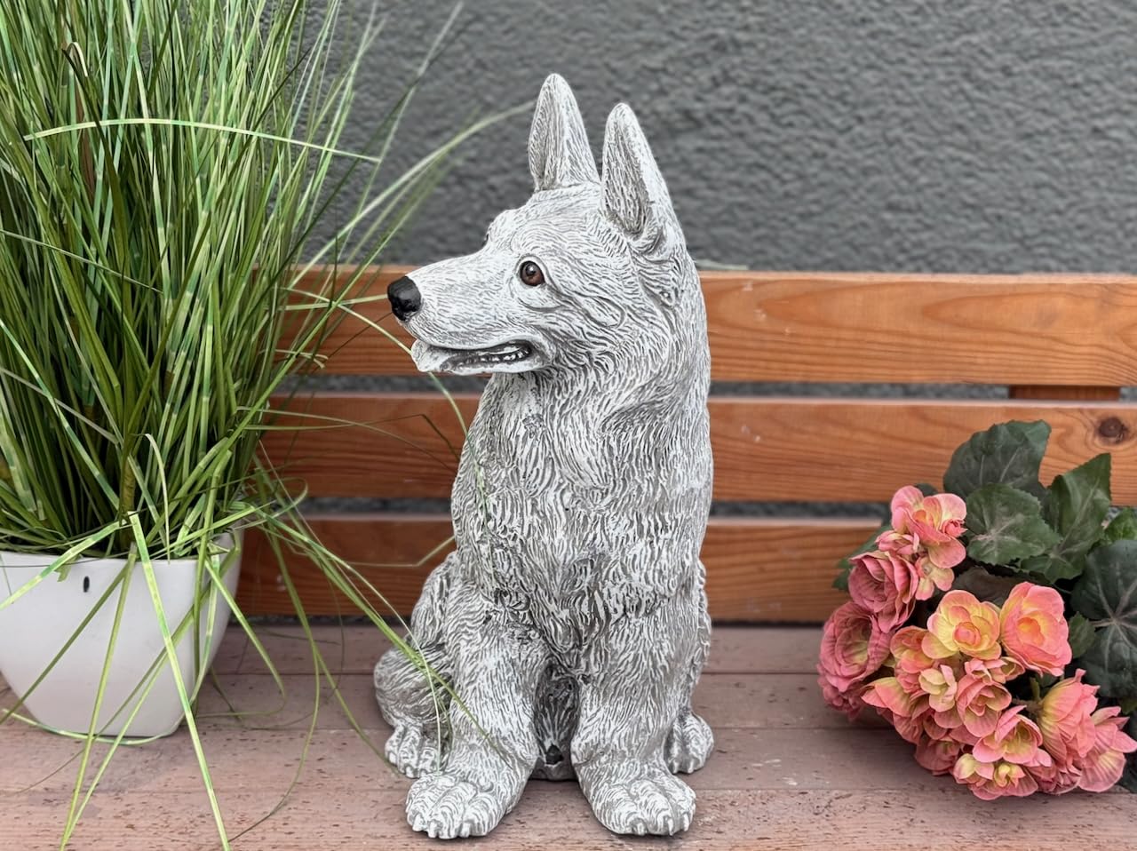 stoneandstyle Steinfigur Schäferhund Gross, frostfest, Höhe 39 cm, Gewicht 13,4 kg