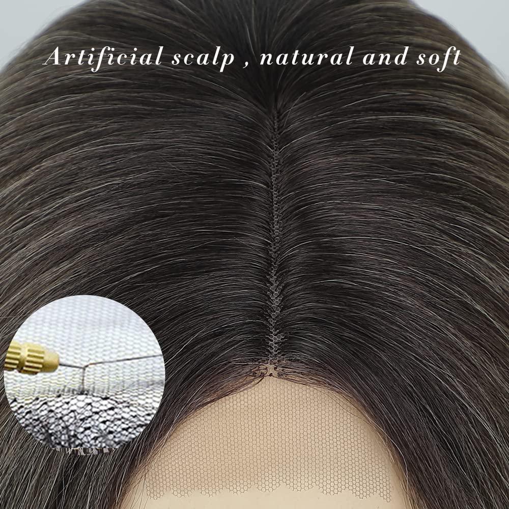 AISI QUEENS Long Wavy Wig, Ombre Wigs for Women, Dirty Blonde Synthetic Curly Wavy Wigs Middle Part Hair Replacement Wigs for Daily Party Use