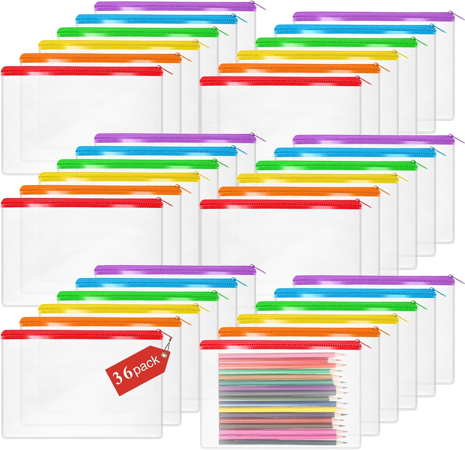 Feifeiya 36 Pcs Clear PVC Pencil Pouch Bulk 8.66 x 5.71 Inch Soft Pencil Case Bag Transparent Zipper Pouch for Study School Supplies Travel Storage (Black)