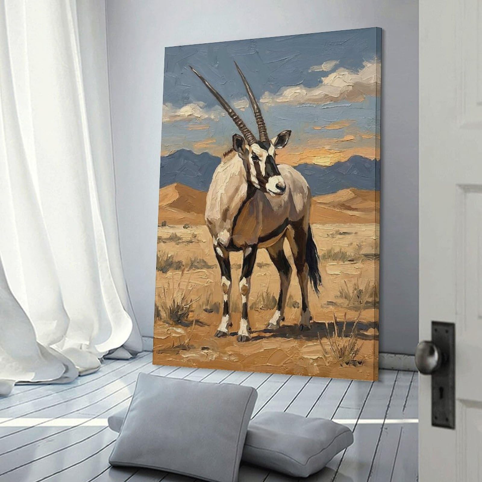 Junmoney Wall Art Print Oryx in The Desert, 24x36inch(60x90cm), for Bedrooms, Workspaces And Everyday Interiors, Stylish Home Artwork for Focal Walls