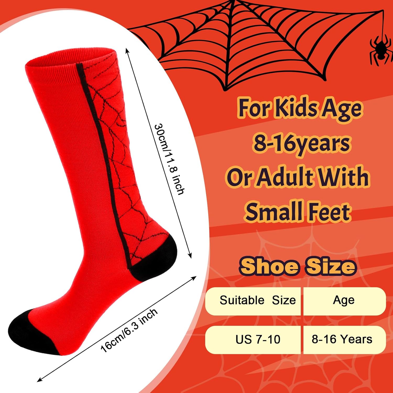4 Pairs Spider Football Socks Kids Sports Knee High over The Calf Youth Soccer Athletic Long Socks for Boys Girls Halloween Party Favor - Image 3