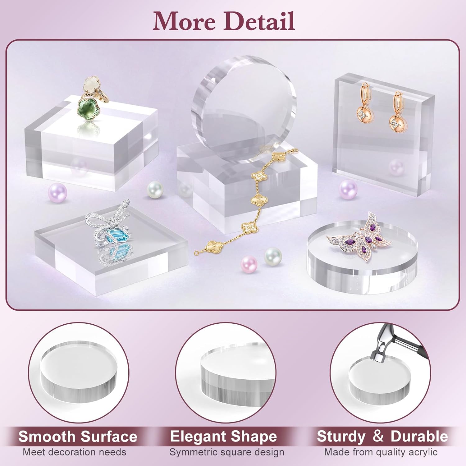 4 Pcs 4 X 4 X 1 Inch with 10 Pcs 1 X 1 X 1 Inch Acrylic Base Stand