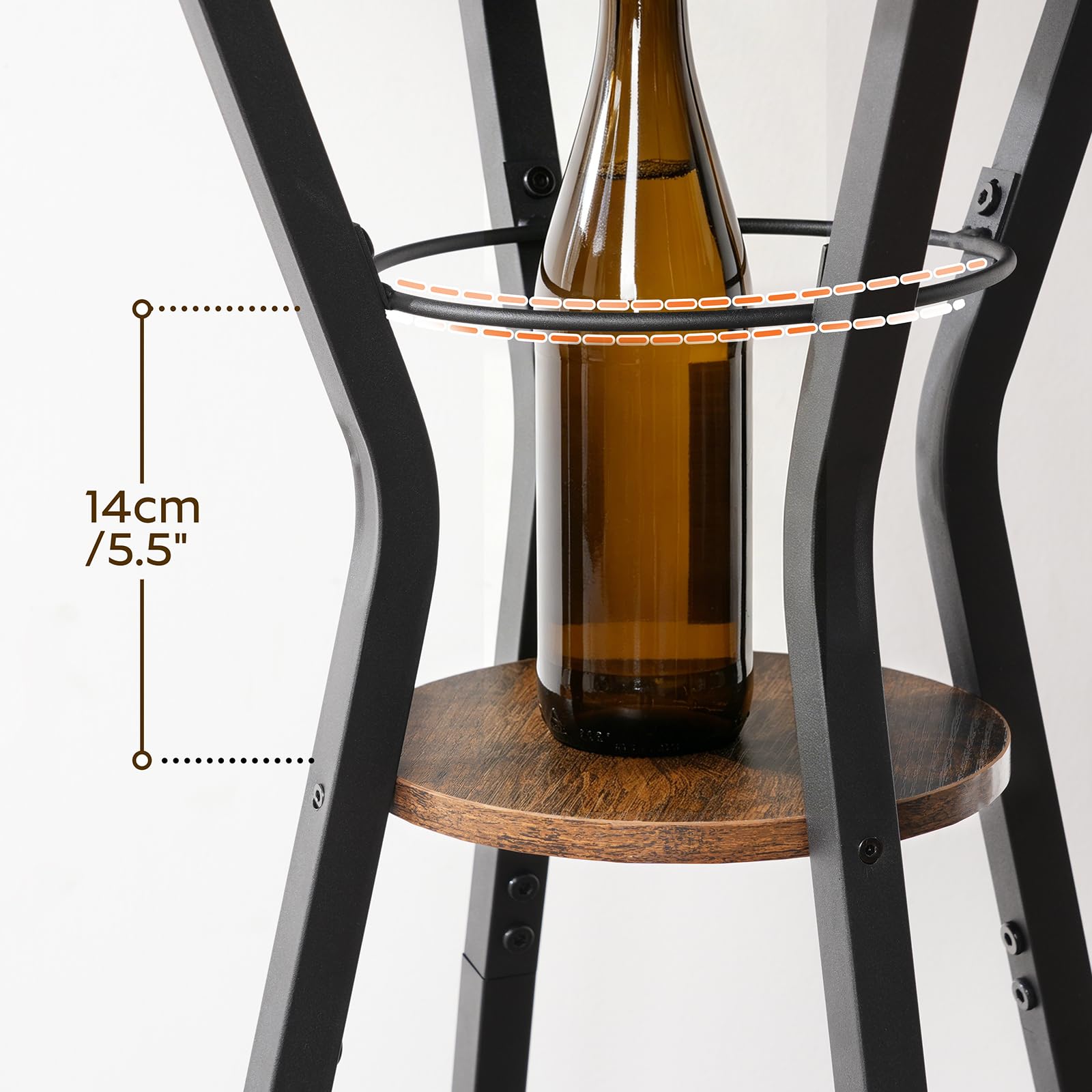 YATINEY Tavolo da Bar, Tavolo Bistrot Rotondo Alto a 2 Livelli, Tavolino Alto per Casa, Ideale per Cucina, Soggiorno, Sala Riunioni, Bar, Marrone Vintage e Nero XBT03BR