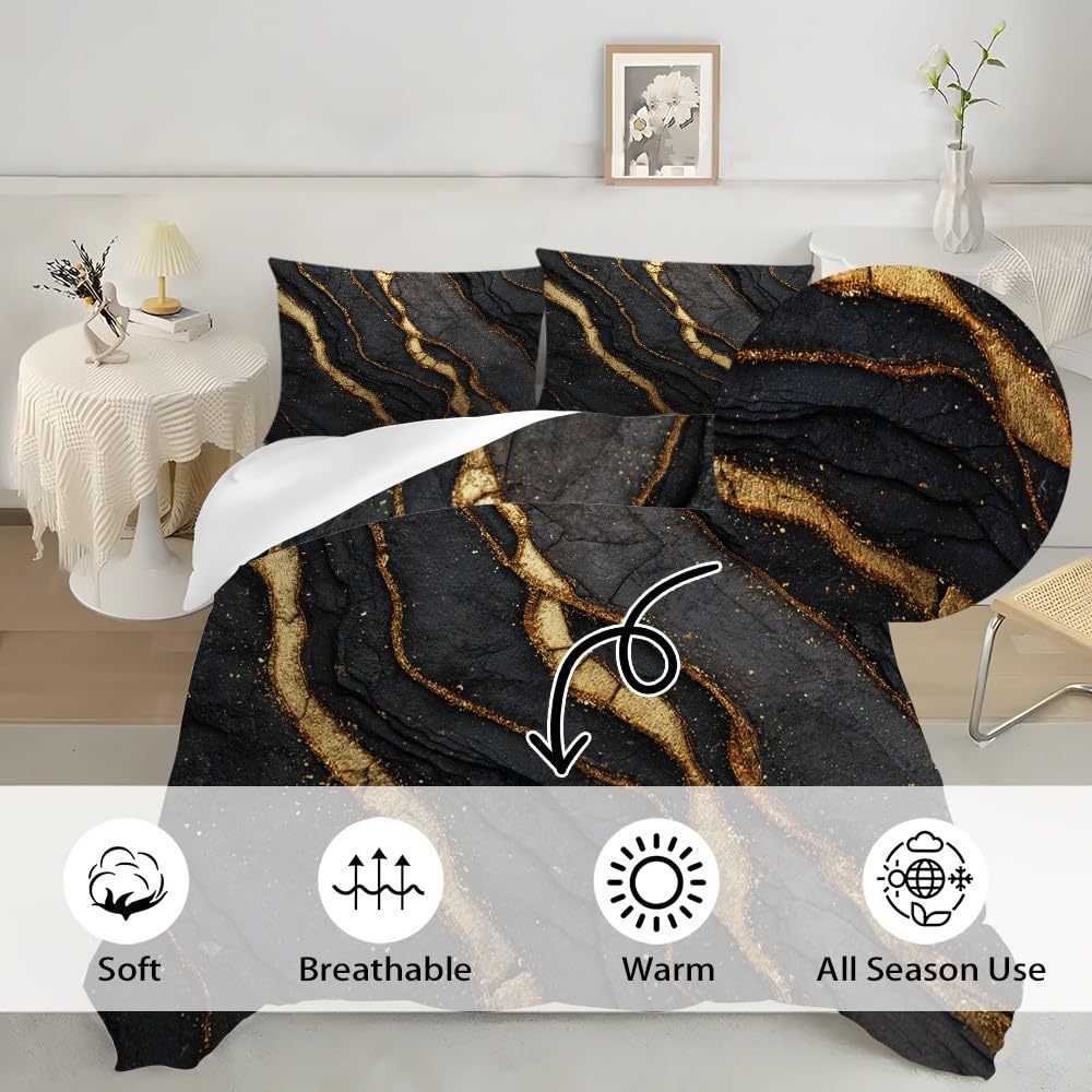 Zestaw pościeli 155 x 220 cm, czarny, 3-częściowy, z 2 poszewkami na poduszki