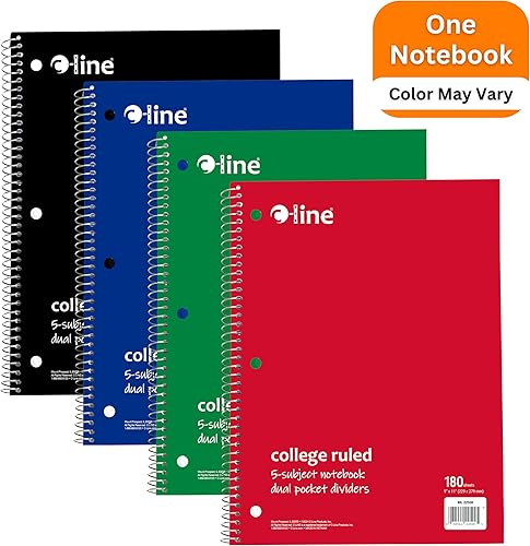 Miniatura 2 de C-Line Cuaderno de 5 materias, rayas anchas, 1 cuaderno, el color puede variar (22051)