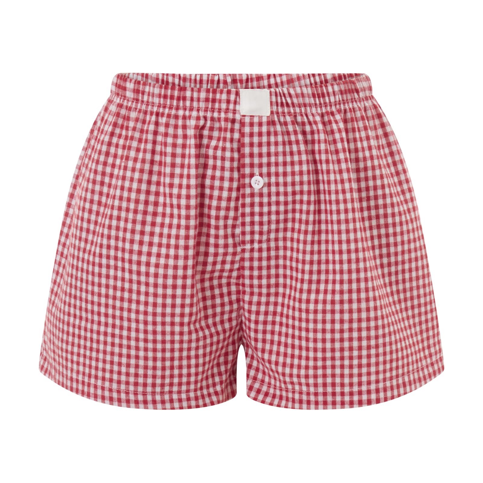 Womens Y2k Cute Plaid Striped Print Pajama Boxer Shorts Gingham Lounge PJ Bottoms Shorts Checkered Sleep Shorts