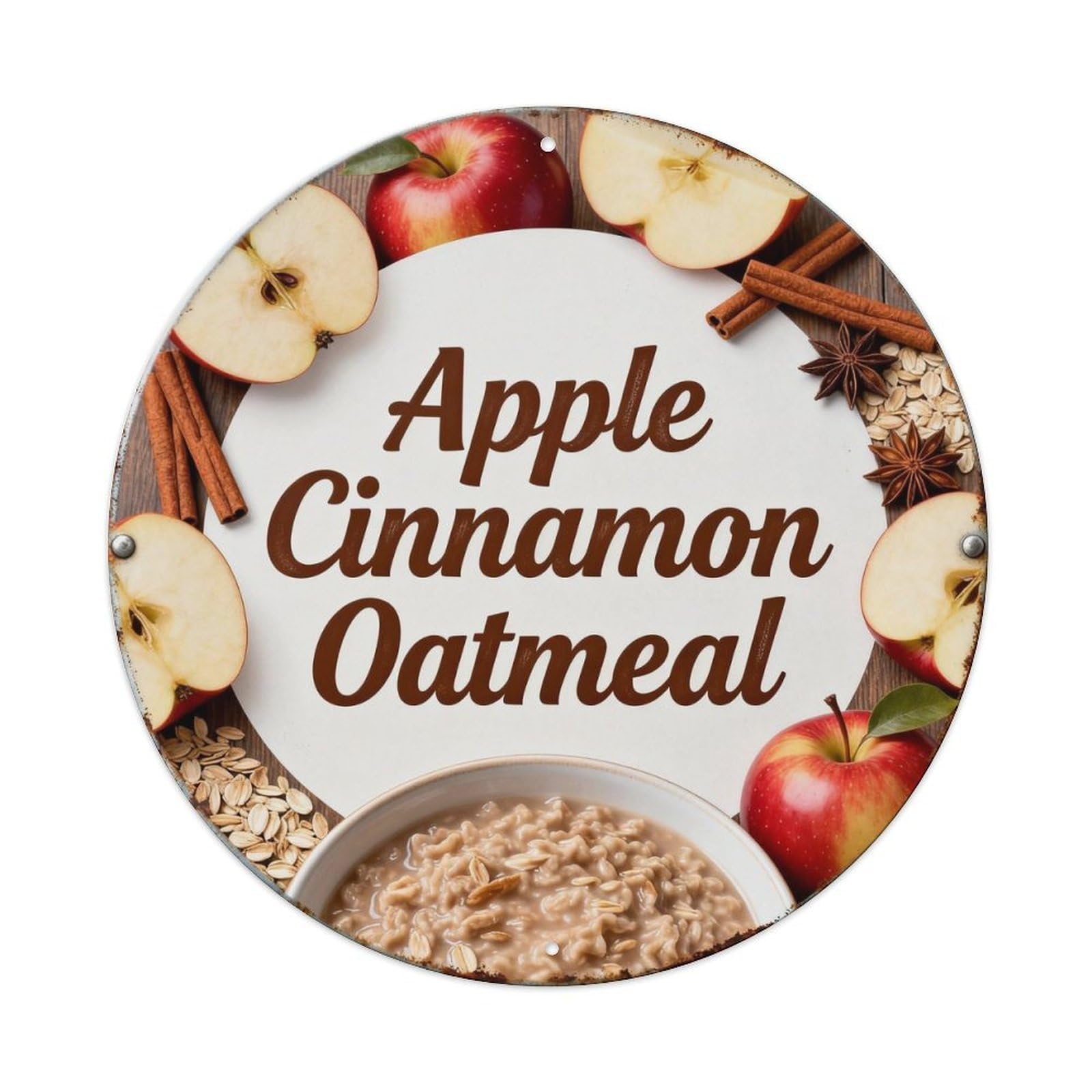 Apple Cinnamon Oatmeal Metal Tin Sign Plaque