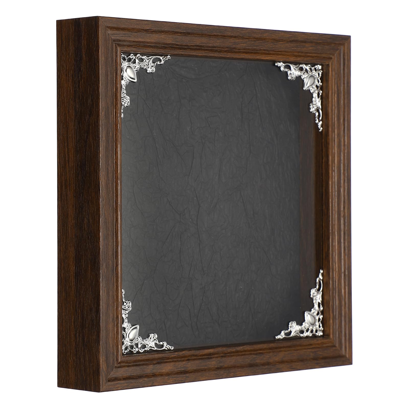 sourcing map Shadow Box Frame, 20 x 20 cm Wooden Display Case with Clear Glass Cover Shadow Box Picture Frame Display Case for Photo Memorabilia Ticket Dried Flower Art Craft Brown