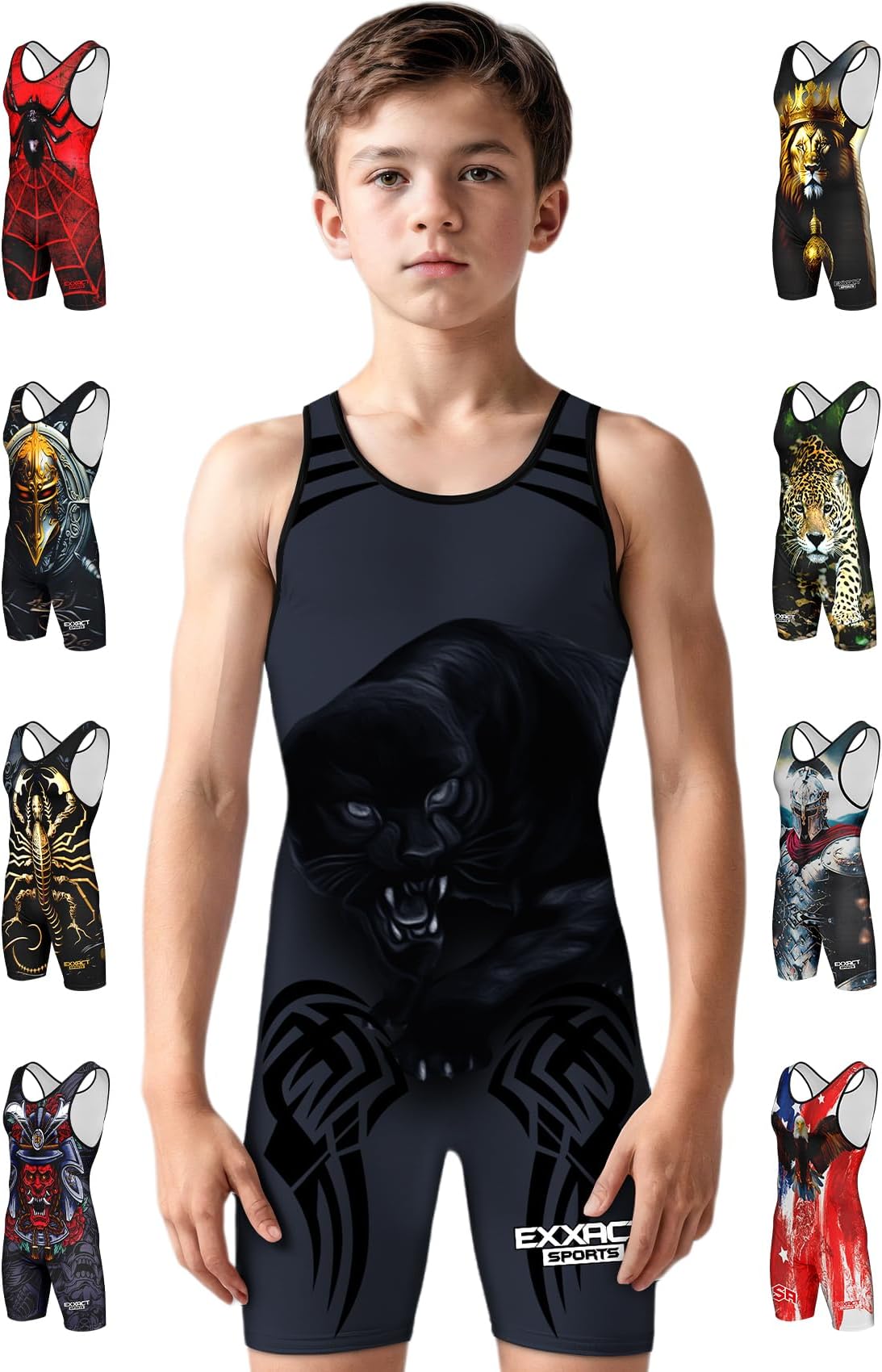 Exxact Sports Sublimated Adult & Youth Wrestling Singlet - Premium Powerlifting Singlet for Men & Boys, Unisex Singlets