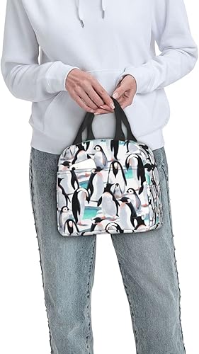 Vista 7 de VOOHDDY Lonchera térmica con diseño de pingüino de acuarela para hombres y mujeres, reutilizable, impermeable, portátil, hielera, térmica