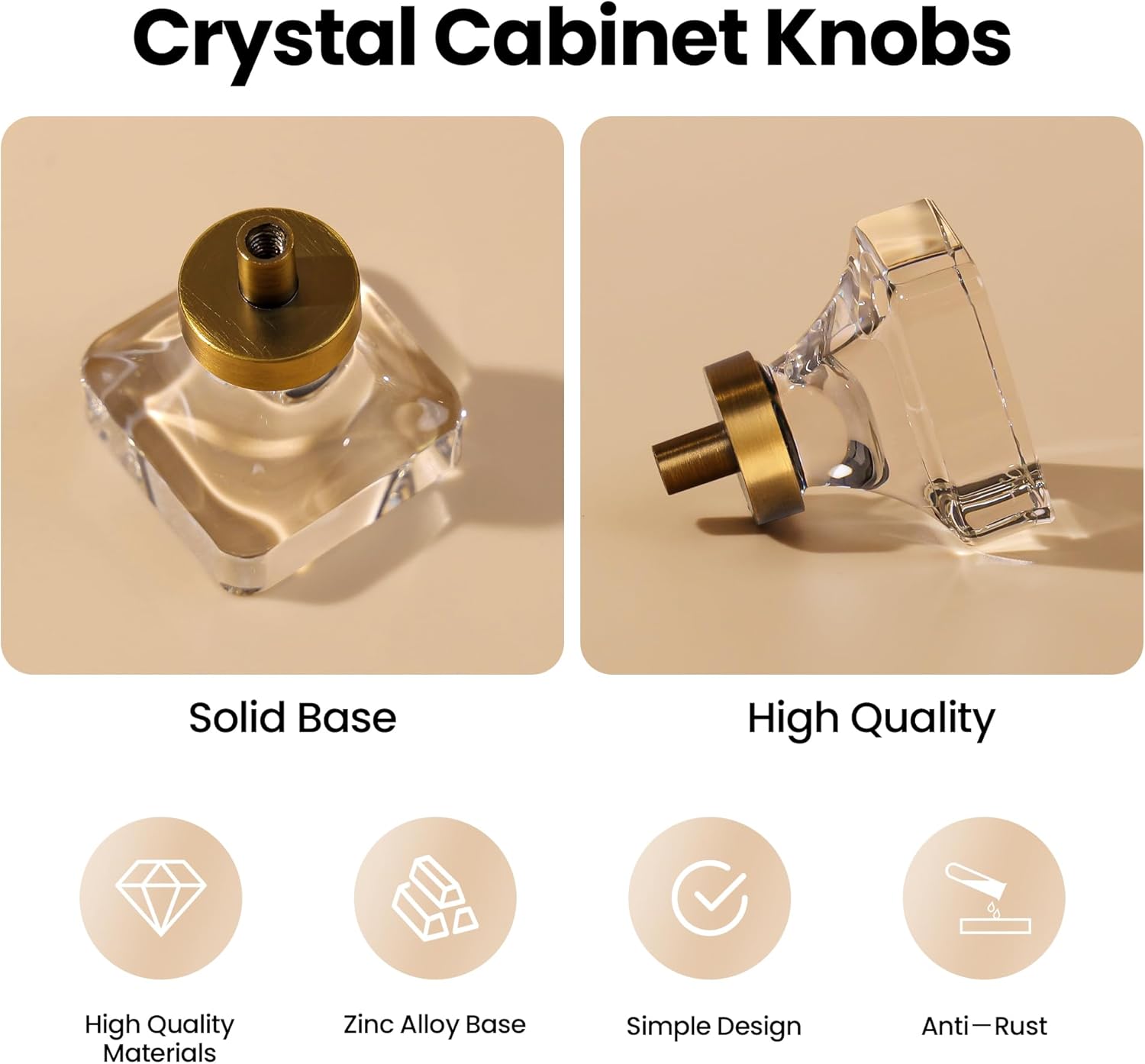 coolnews 16 Pack Antique Brass Cabinet Knobs, Clear Crystal Drawer Knobs for Kitchen Bedroom Bathroom, Old Style Glass Knobs and Pulls for Cabinets Closet Furniture, Antique Brass