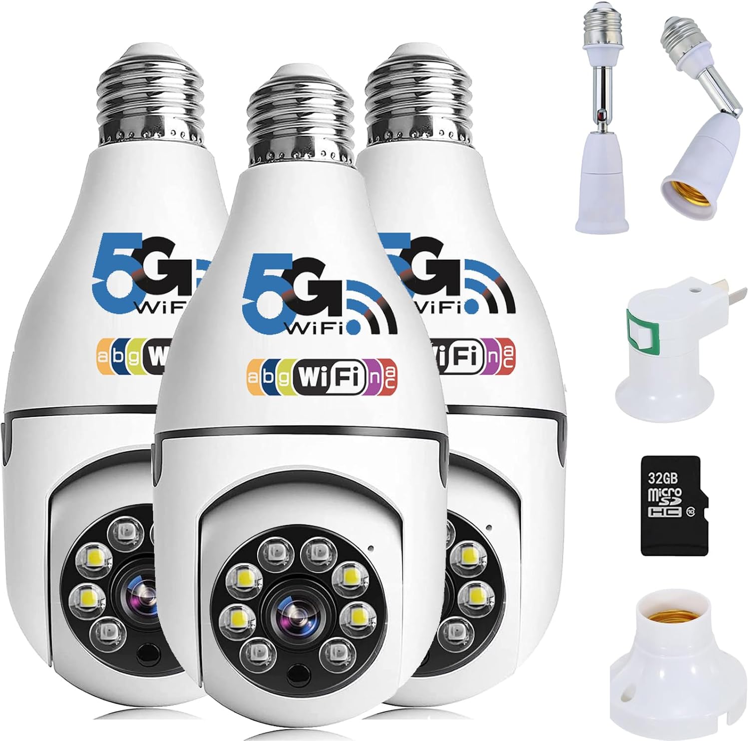 YOUPECK Wireless Light Bulb Security Camera, with 32G TF